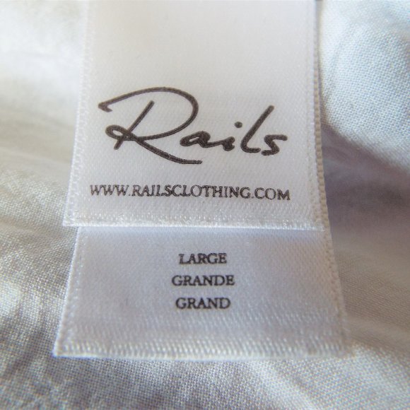 Rails Wren Seattle Linen Blend Blue & White V-Neck Striped Dress Sz Large - Picture 12 of 15